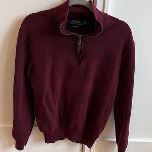 Polo by Ralph Lauren Men's Maroon Zip-Up Sweater